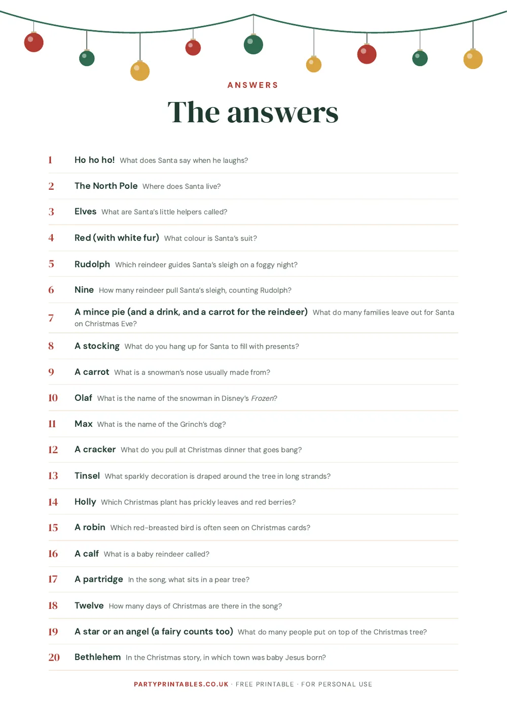 Page 2 of Christmas quiz for kids