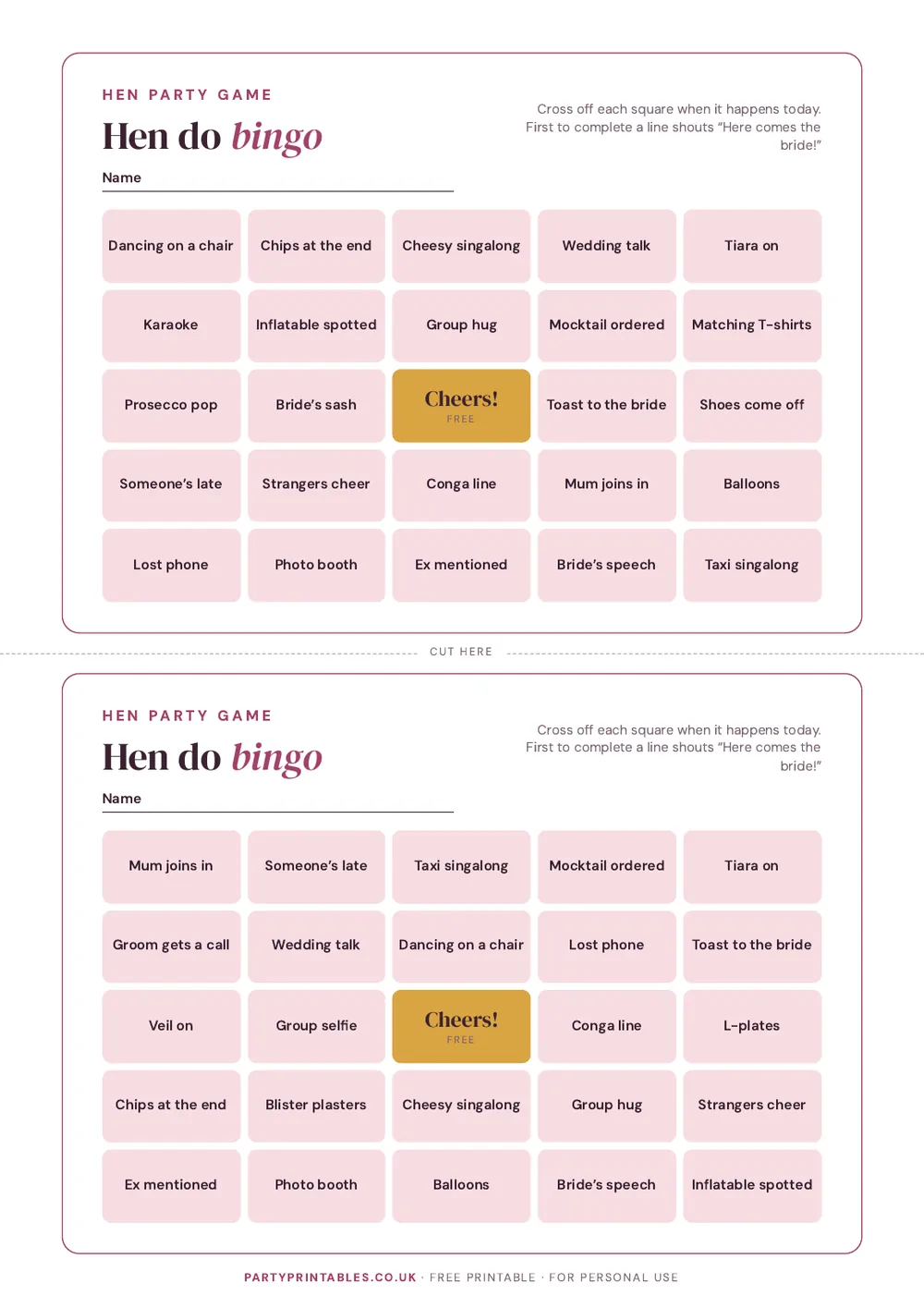 Page 3 of Hen do bingo