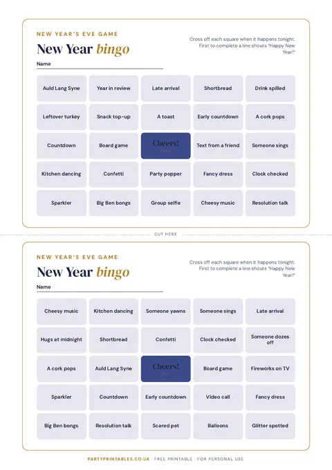 Preview of the New Year’s Eve bingo printable