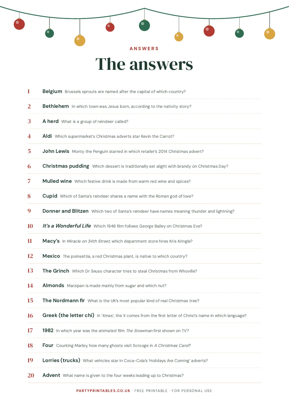 Page 2 of Office Christmas party quiz